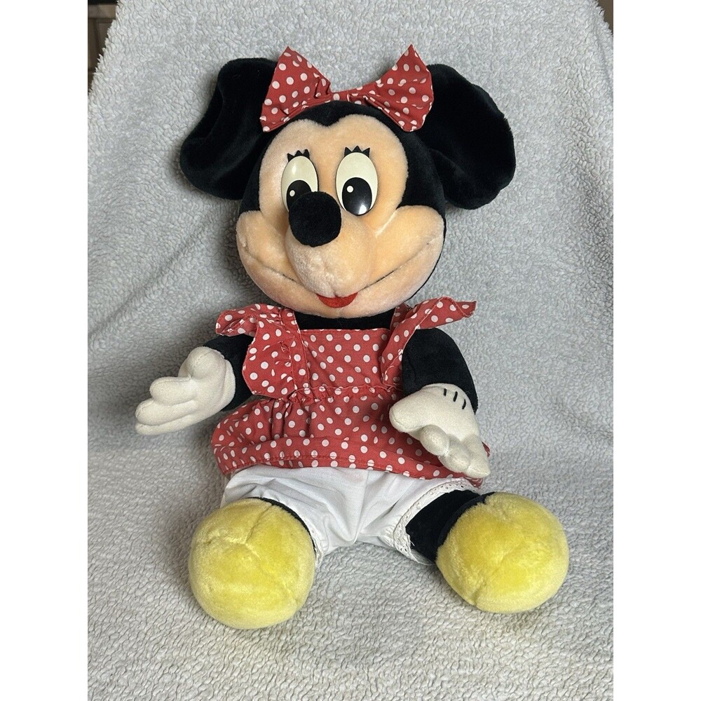 Walt Disney Minnie Mouse 14" Plush Doll with Removable And Bottom Dress Vintage